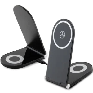 Mercedes Silver Stars MagSafe foldable 2in1 15W inductive charger - blackeng