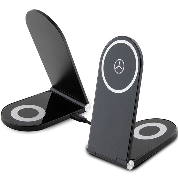 Mercedes Silver Stars MagSafe foldable 2in1 15W inductive charger - blackeng