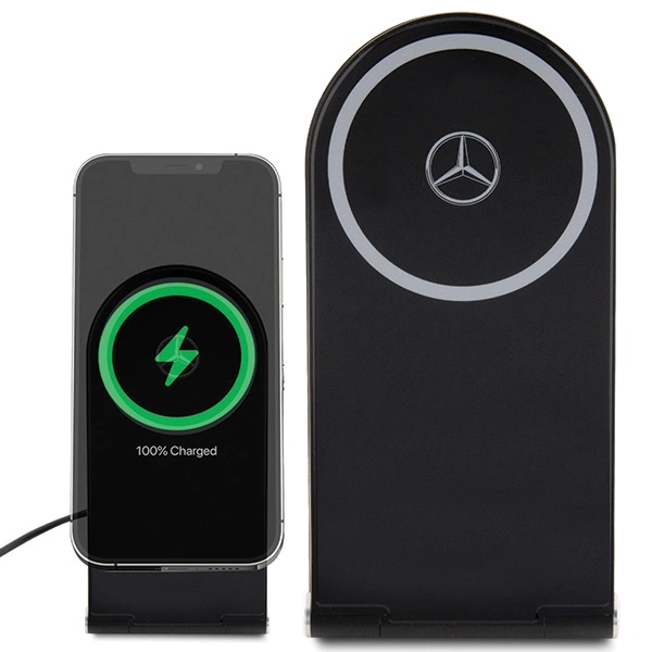 Mercedes Silver Stars MagSafe foldable 2in1 15W inductive charger - blackeng