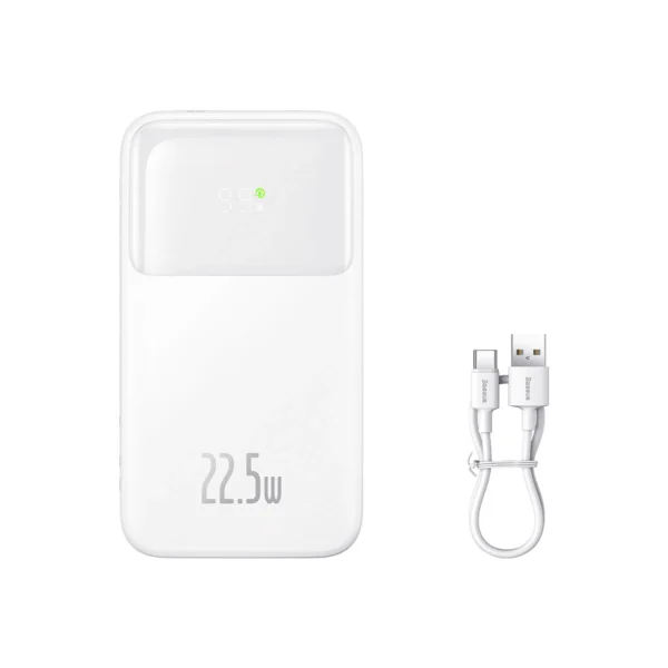 Baseus Comet Series powerbank with display 10000mAh 22.5W - white + USB-A - USB-C cableeng