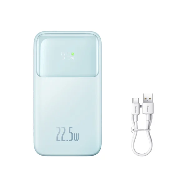 Baseus Comet Series powerbank with display 10000mAh 22.5W - blue + USB-A - USB-C cable 0.3m - whiteeng
