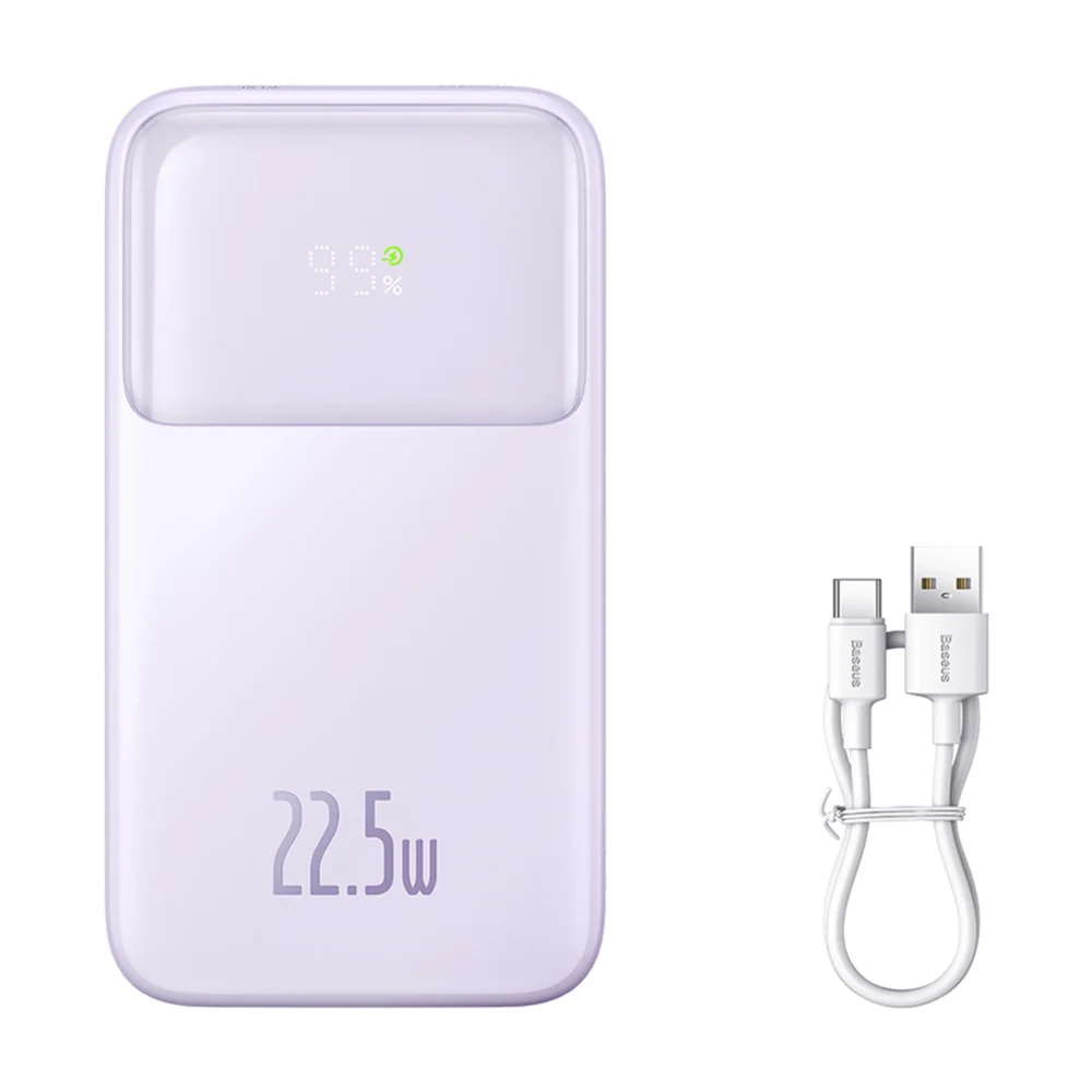 Baseus Comet Series powerbank with display 10000mAh 22.5W - purple + USB-A / USB-C cableeng