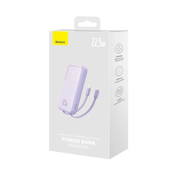 Baseus Comet Series powerbank with display 10000mAh 22.5W - purple + USB-A / USB-C cableeng