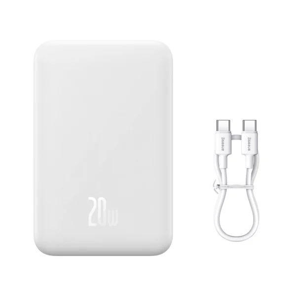 Baseus Magnetic Mini 20000 mAh 20W power bank - white + USB-C / USB-C cableeng
