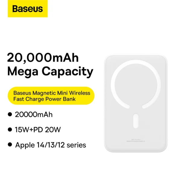 Baseus Magnetic Mini 20000 mAh 20W power bank - white + USB-C / USB-C cableeng
