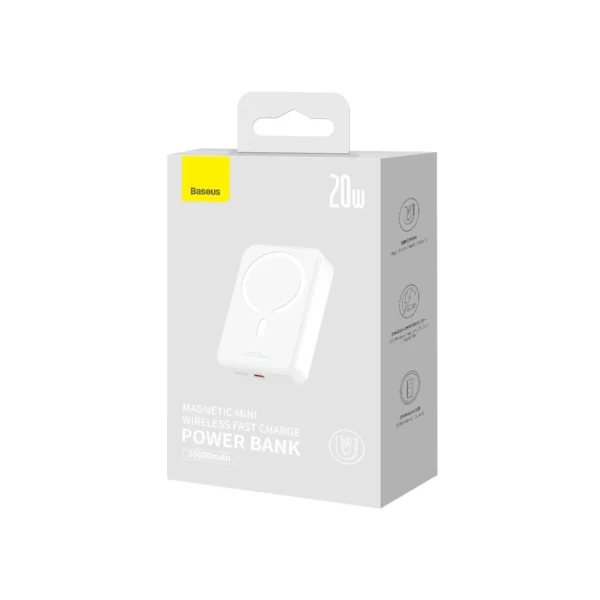 Baseus Magnetic Mini 20000 mAh 20W power bank - white + USB-C / USB-C cableeng