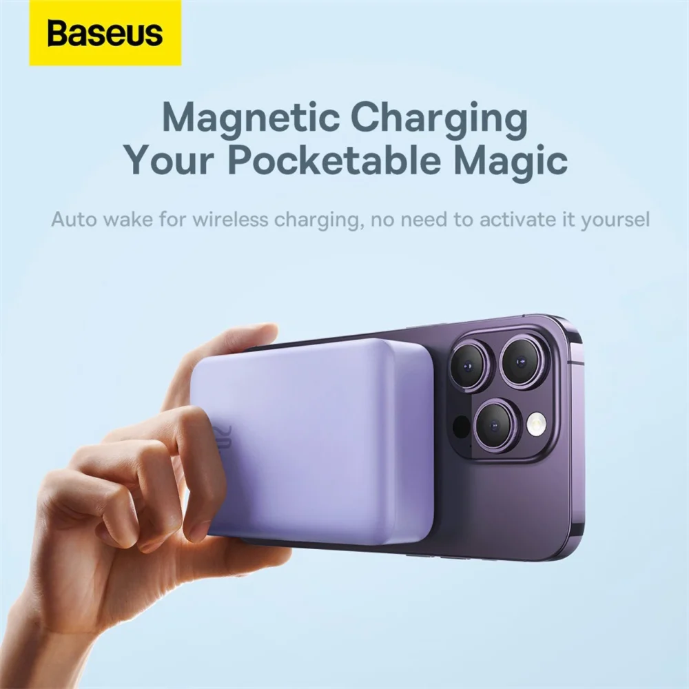 Baseus Magnetic Mini 20000 mAh 20W Powerbank - purple + USB-C / USB-C cableeng