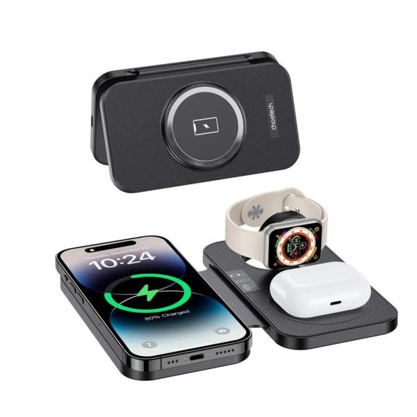 Choetech T616-F 3in1 inductive charger compatible with Apple and Samsung devices - blackeng