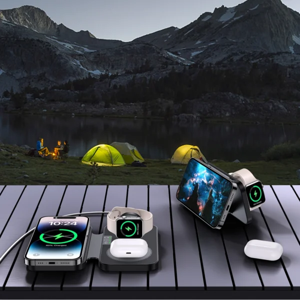 Choetech T616-F 3in1 inductive charger compatible with Apple and Samsung devices - blackeng