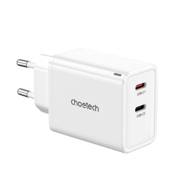 Choetech PD6013 2x USB-C PD 65W GaN wall charger - whiteeng