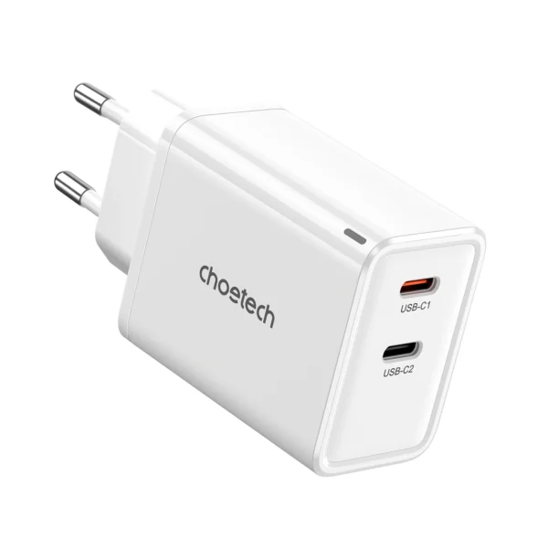 Choetech PD6013 2x USB-C PD 65W GaN wall charger - whiteeng