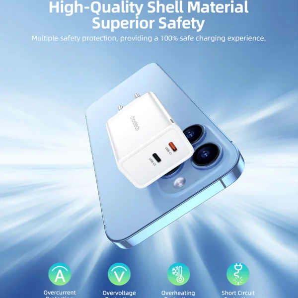 Choetech PD6013 2x USB-C PD 65W GaN wall charger - whiteeng
