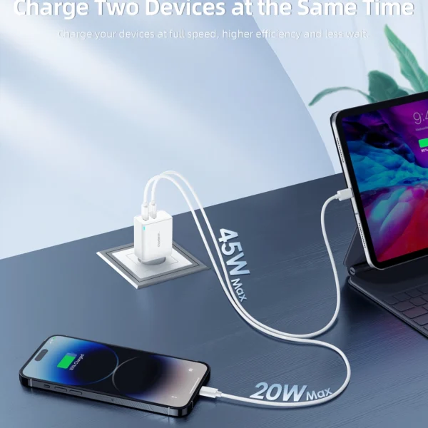 Choetech PD6013 2x USB-C PD 65W GaN wall charger - whiteeng