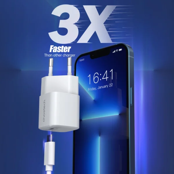 Choetech PD5007 USB-C PD 30W GaN wall charger - whiteeng