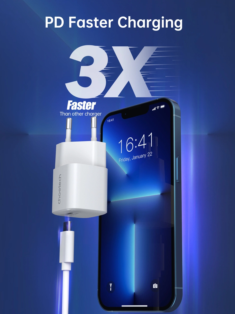 Choetech PD5007 USB-C PD 30W GaN wall charger - whiteeng