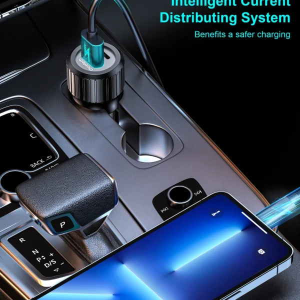 Choetech TC0010 USB-C USB-A PD 63W car charger - blackeng