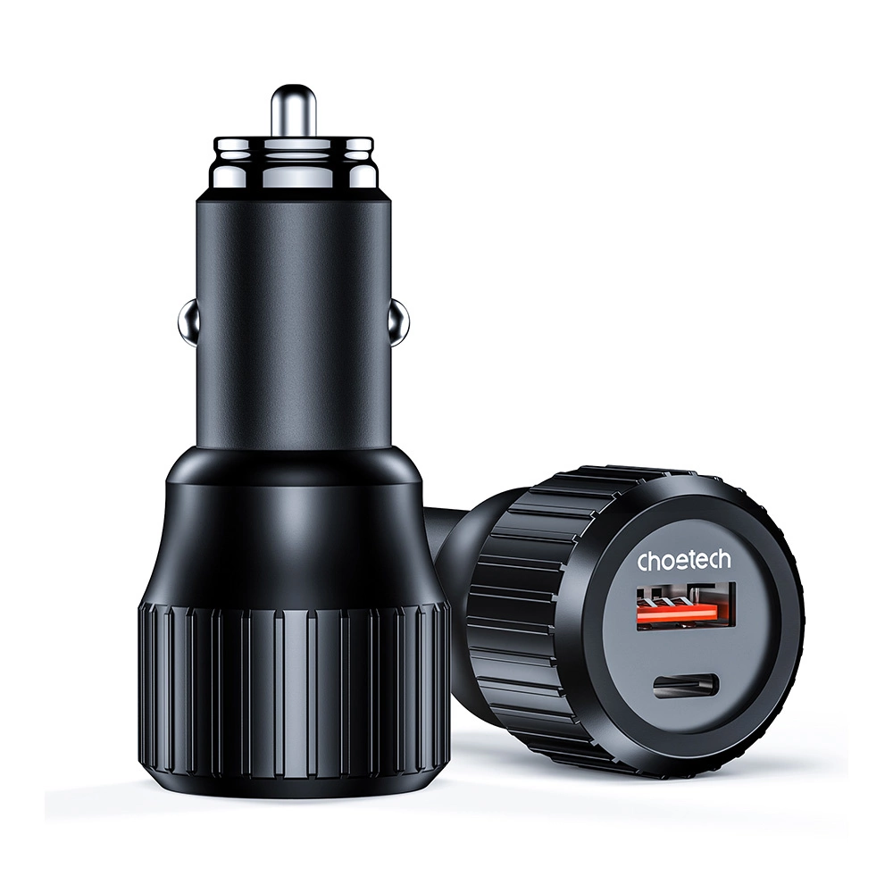 Choetech TC0010 USB-C USB-A PD 63W car charger - blackeng