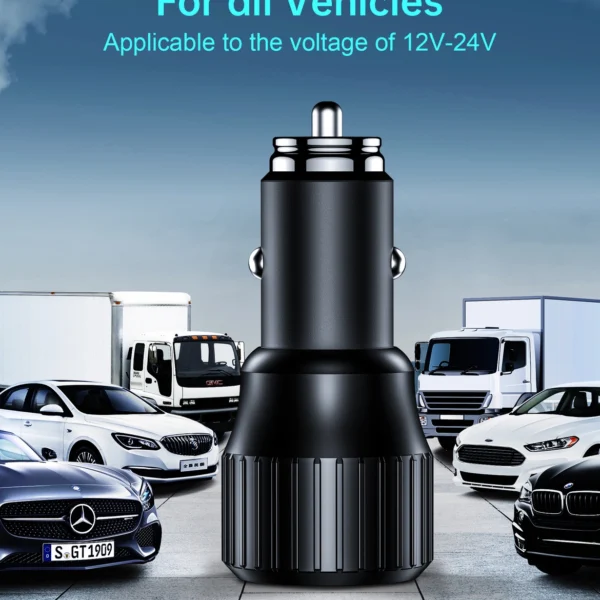 Choetech TC0010 USB-C USB-A PD 63W car charger - blackeng