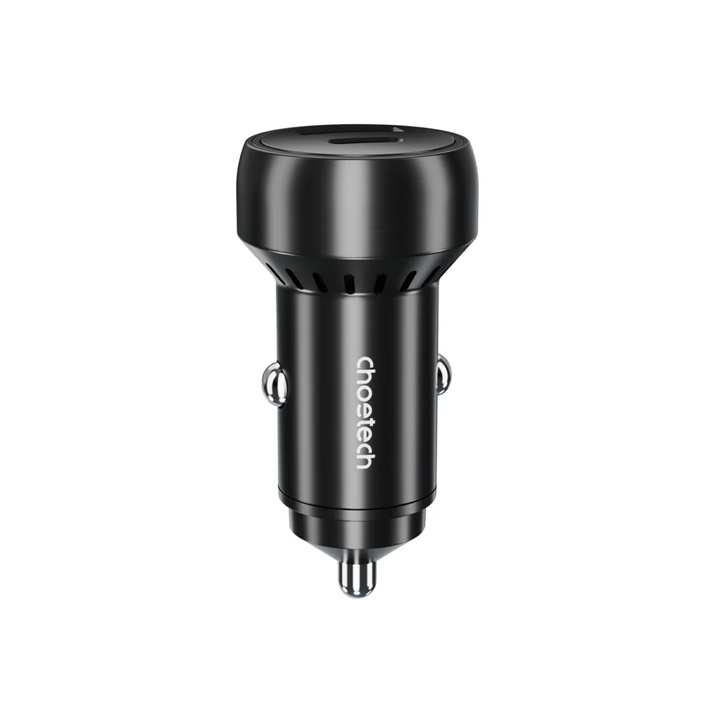 Choetech TC0014 USB-C USB-A PD 60W car charger with LED backlight - blackeng