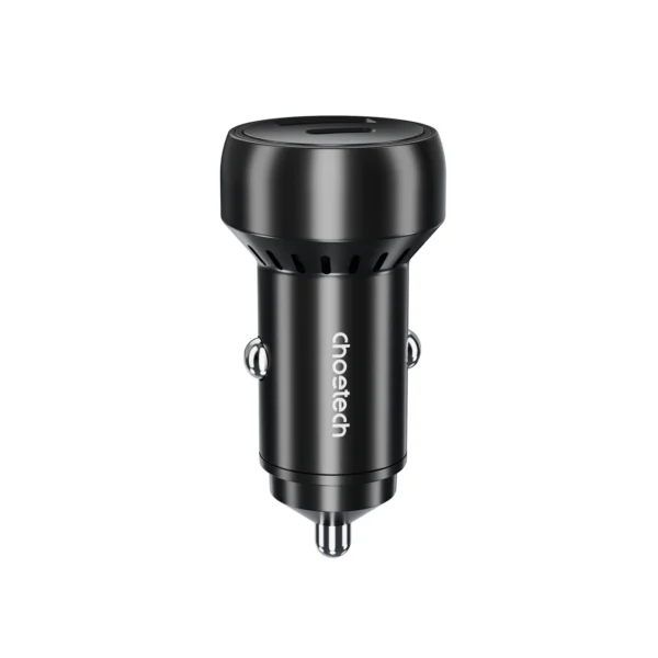 Choetech TC0014 USB-C USB-A PD 60W car charger with LED backlight - blackeng