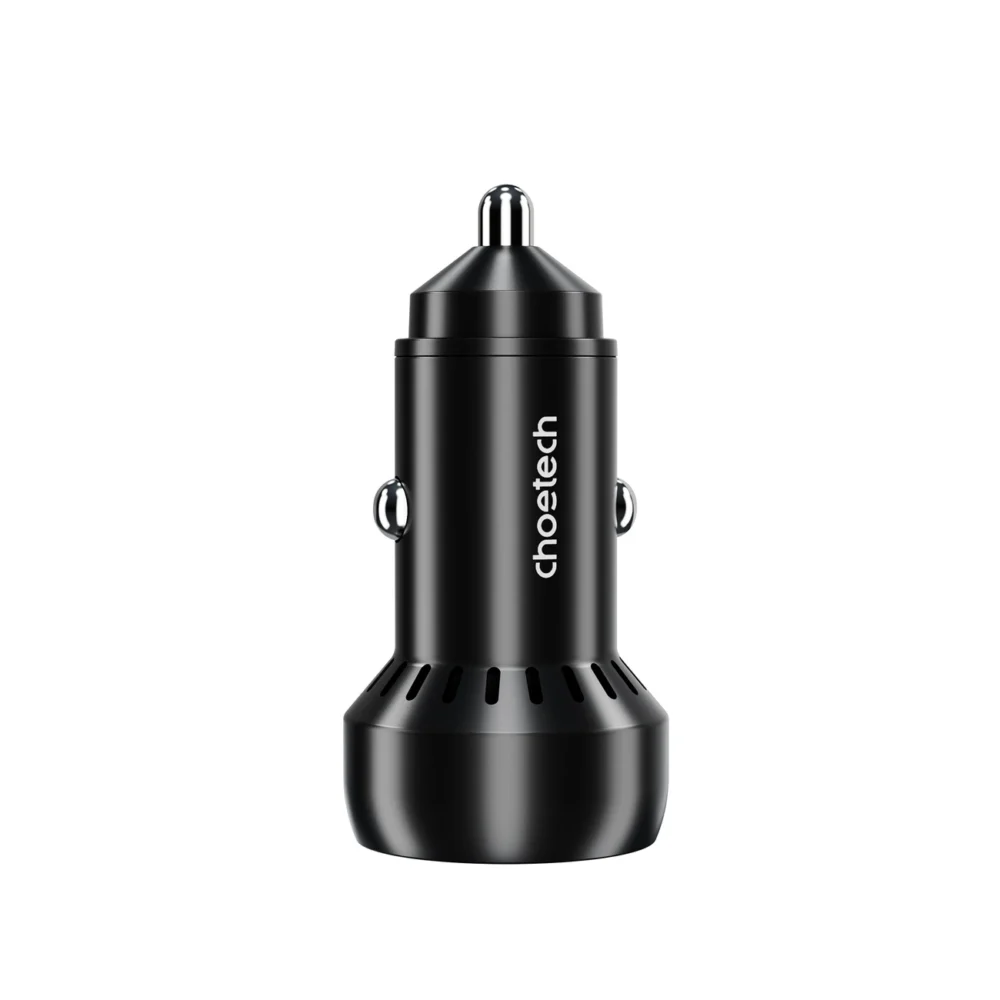 Choetech TC0014 USB-C USB-A PD 60W car charger with LED backlight - blackeng