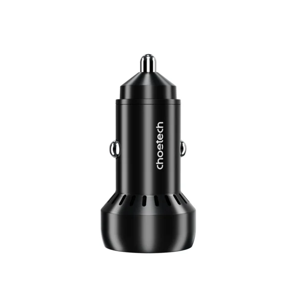 Choetech TC0014 USB-C USB-A PD 60W car charger with LED backlight - blackeng