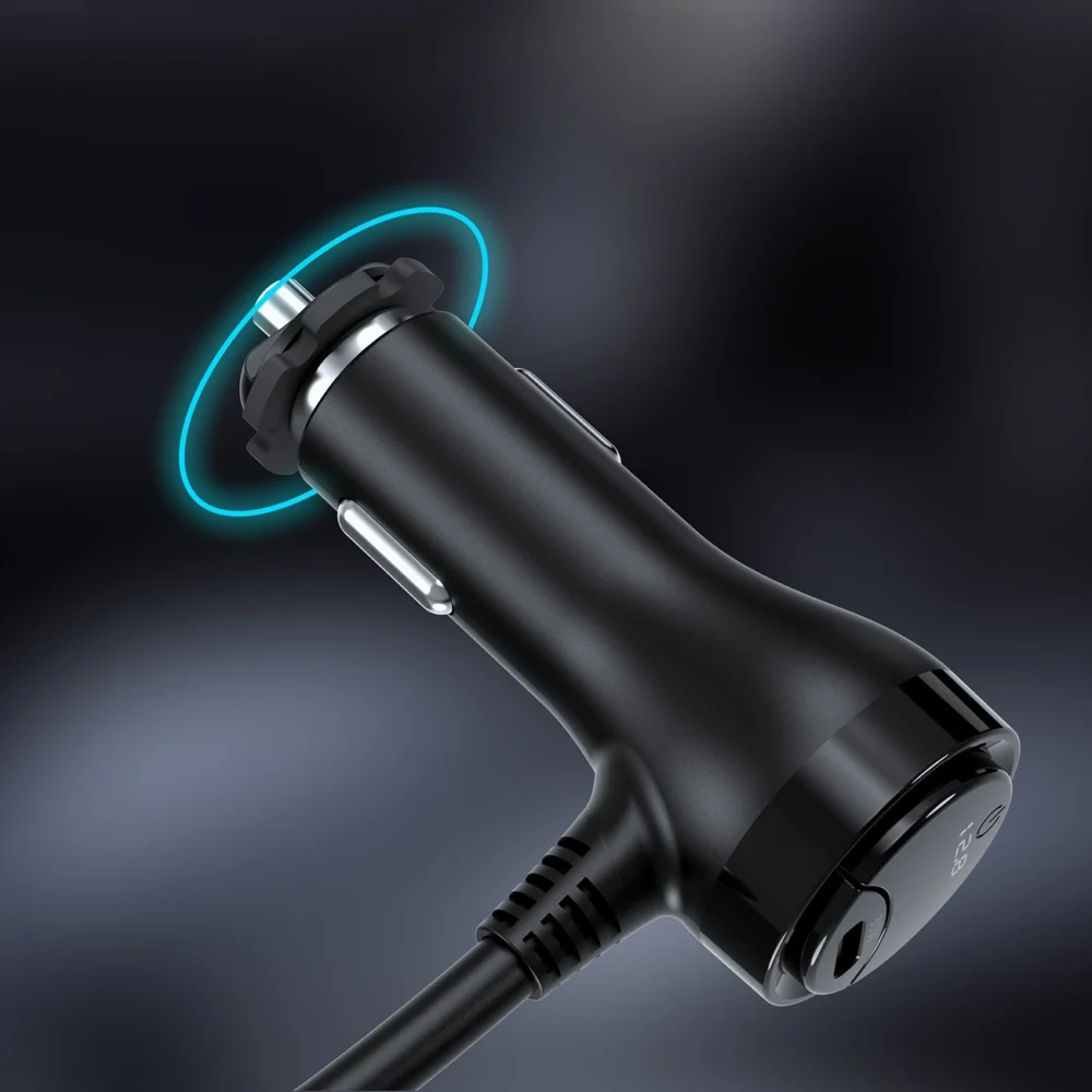 Choetech TC0021 car charger 2x USB-C PD 1x USB-A QC 3x cigarette lighter socket - blackeng