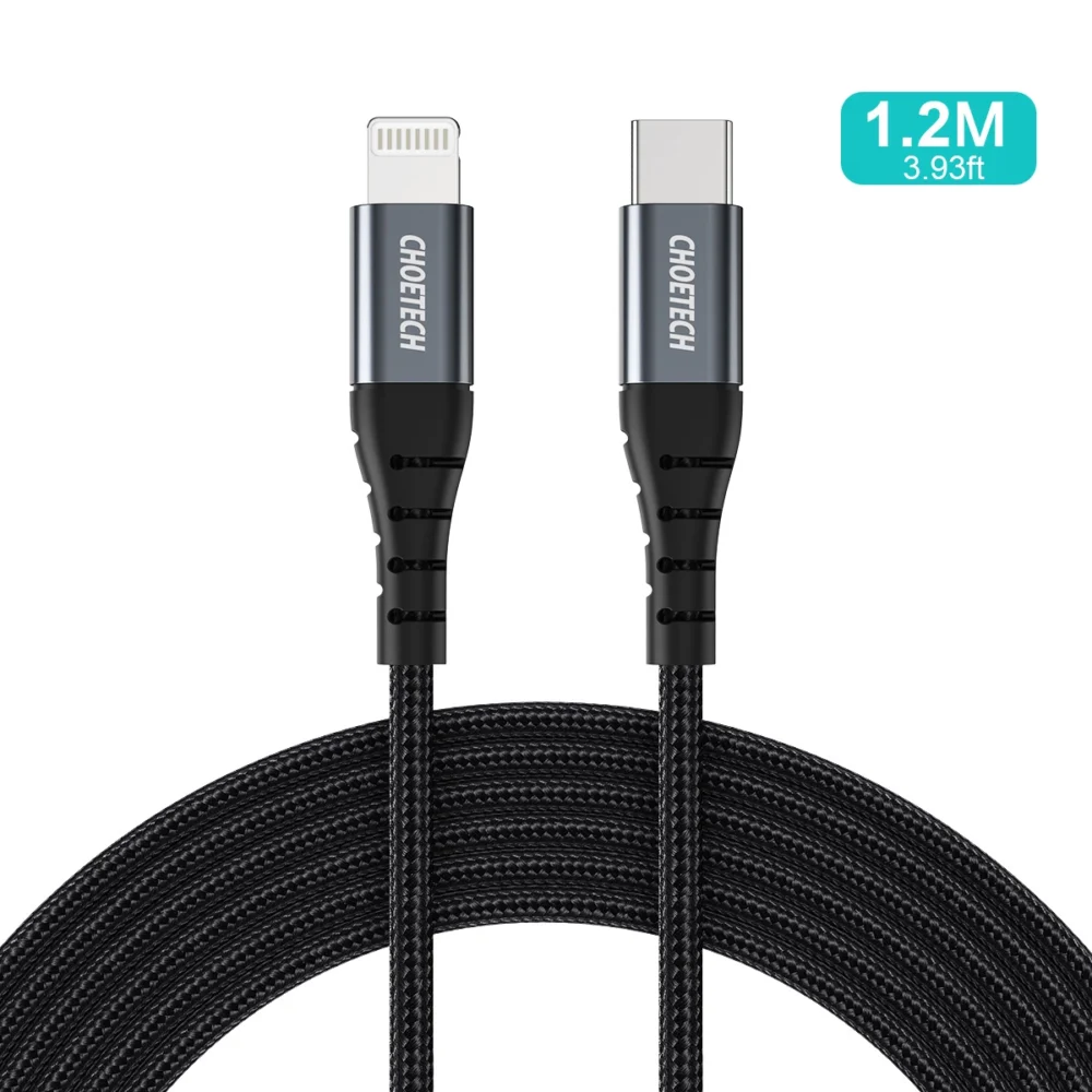 Choetech IP0039 USB-C / Lightning MFi cable, 1.2m long - blackeng