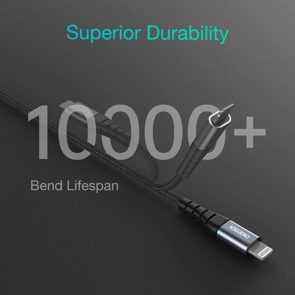 Choetech IP0039 USB-C / Lightning MFi cable, 1.2m long - blackeng