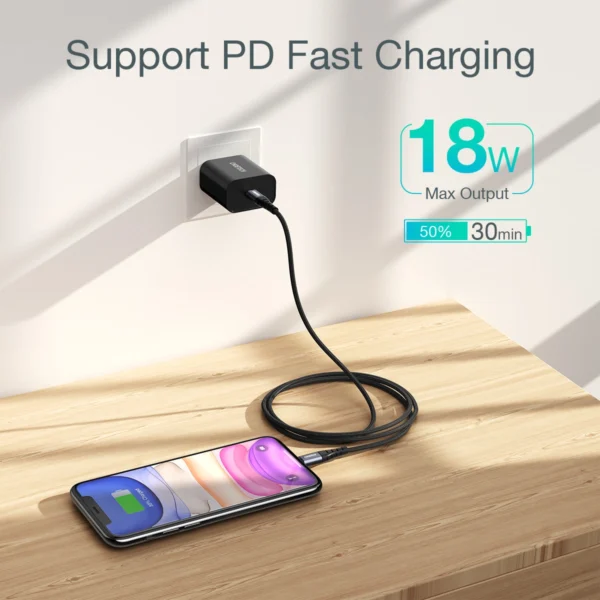 Choetech IP0041 USB-C / Lightning MFi 480Mb/s 3A 2 m cable - blackeng