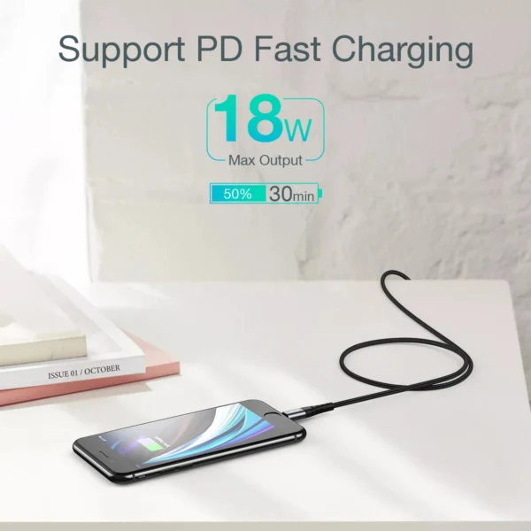 USB-C - Lightning Choetech IP0042 MFi cable 480Mb/s 3A 3m - blackeng