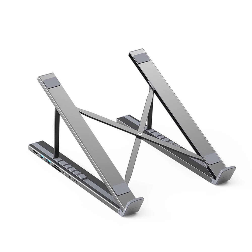 7in1 laptop stand Choetech HUB-M48 PD USB-C SD TF USB-A HDMI 100W + USB-C cable - grayeng