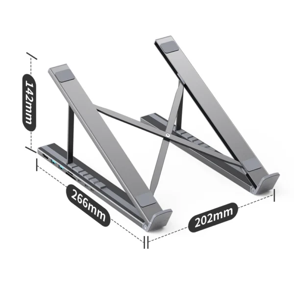 7in1 laptop stand Choetech HUB-M48 PD USB-C SD TF USB-A HDMI 100W + USB-C cable - grayeng