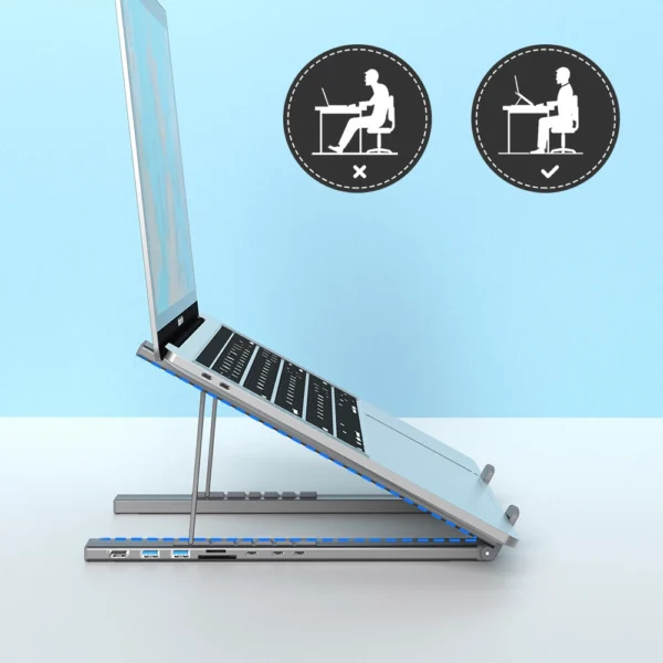 7in1 laptop stand Choetech HUB-M48 PD USB-C SD TF USB-A HDMI 100W + USB-C cable - grayeng