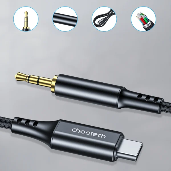 Choetech AUX008 USB-C / mini jack 3.5mm cable 2 m - blackeng