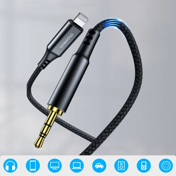 Choetech AUX009 Lighting / mini jack 3.5mm cable 2 m - blackeng