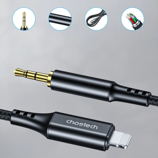 Choetech AUX009 Lighting / mini jack 3.5mm cable 2 m - blackeng