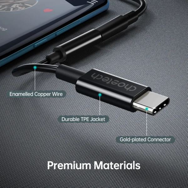 Choetech AUX003 USB-C / DC 3.5mm audio adapter - blackeng
