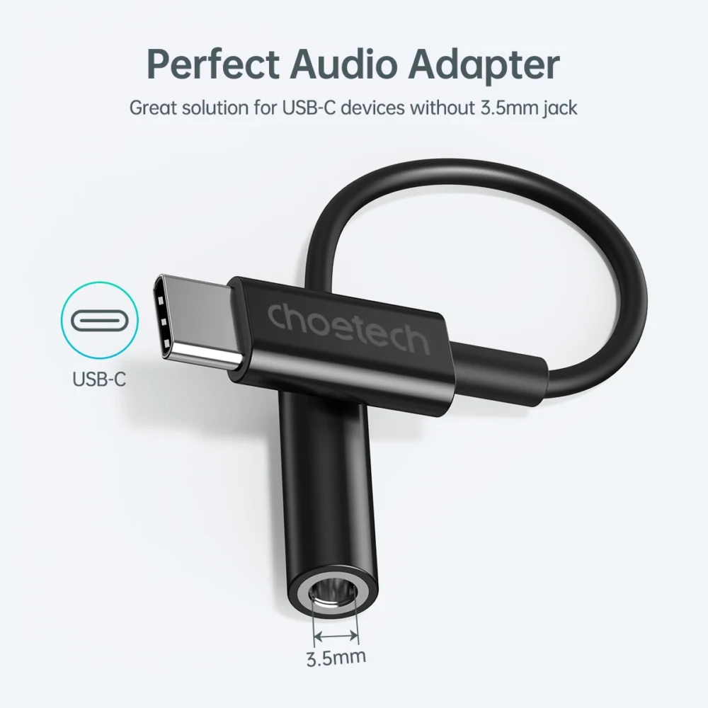 Choetech AUX003 USB-C / DC 3.5mm audio adapter - blackeng