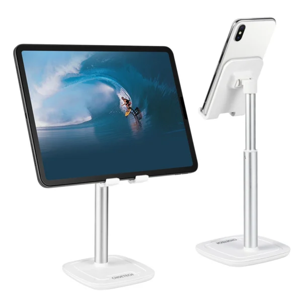 Choetech H035 aluminum stand for a phone or tablet with adjustment - white and silvereng