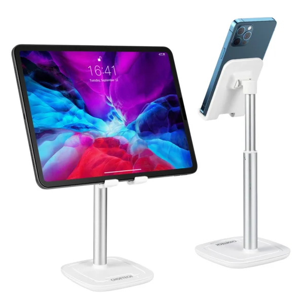 Choetech H035 aluminum stand for a phone or tablet with adjustment - white and silvereng