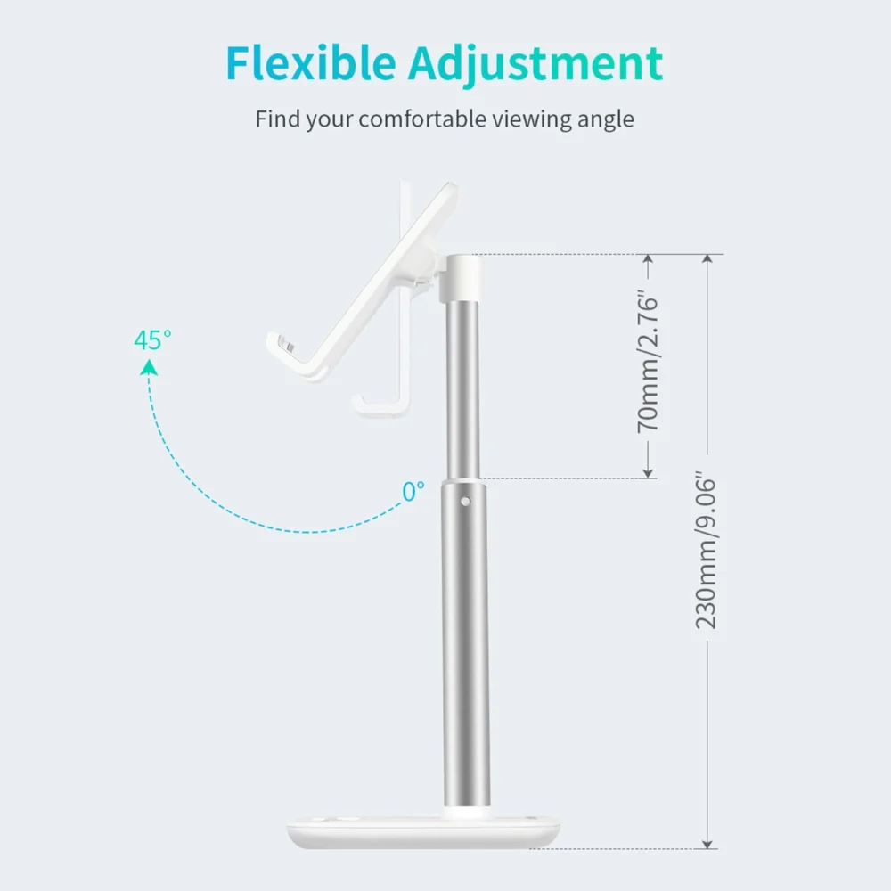 Choetech H035 aluminum stand for a phone or tablet with adjustment - white and silvereng