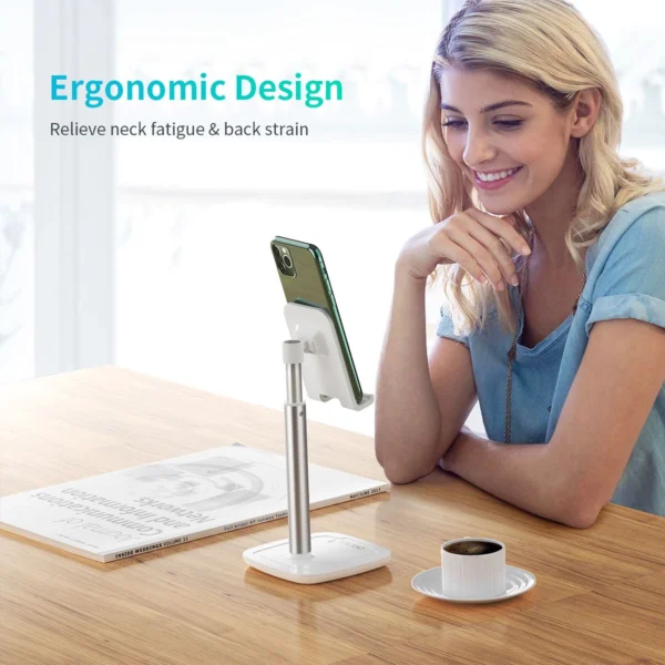 Choetech H035 aluminum stand for a phone or tablet with adjustment - white and silvereng