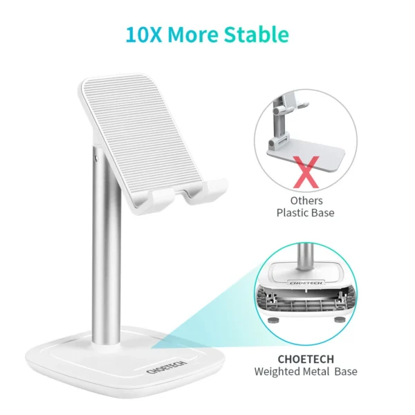 Choetech H035 aluminum stand for a phone or tablet with adjustment - white and silvereng