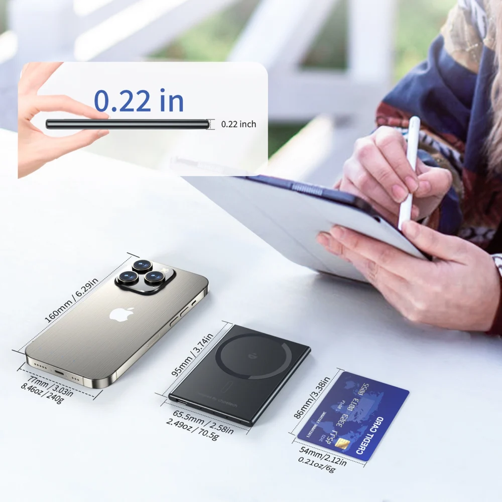 Powerbank Choetech SuperThin B708 ​​2000mAh inductive 5W MagSafe / Qi - blackeng