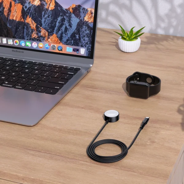 Choetech T319 MFI 5W wireless charger for Apple Watch + USB-C cable - blackeng