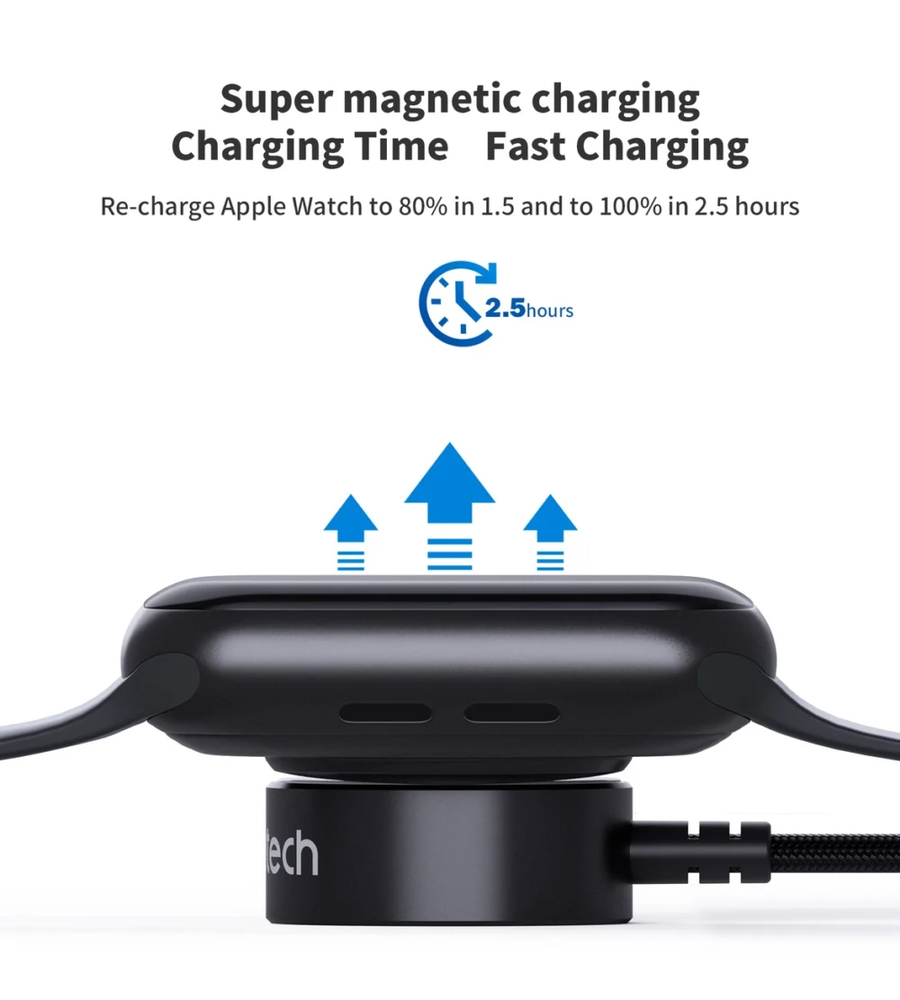 Choetech T319 MFI 5W wireless charger for Apple Watch + USB-C cable - blackeng