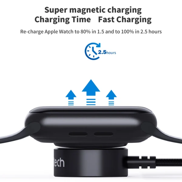 Choetech T319 MFI 5W wireless charger for Apple Watch + USB-C cable - blackeng