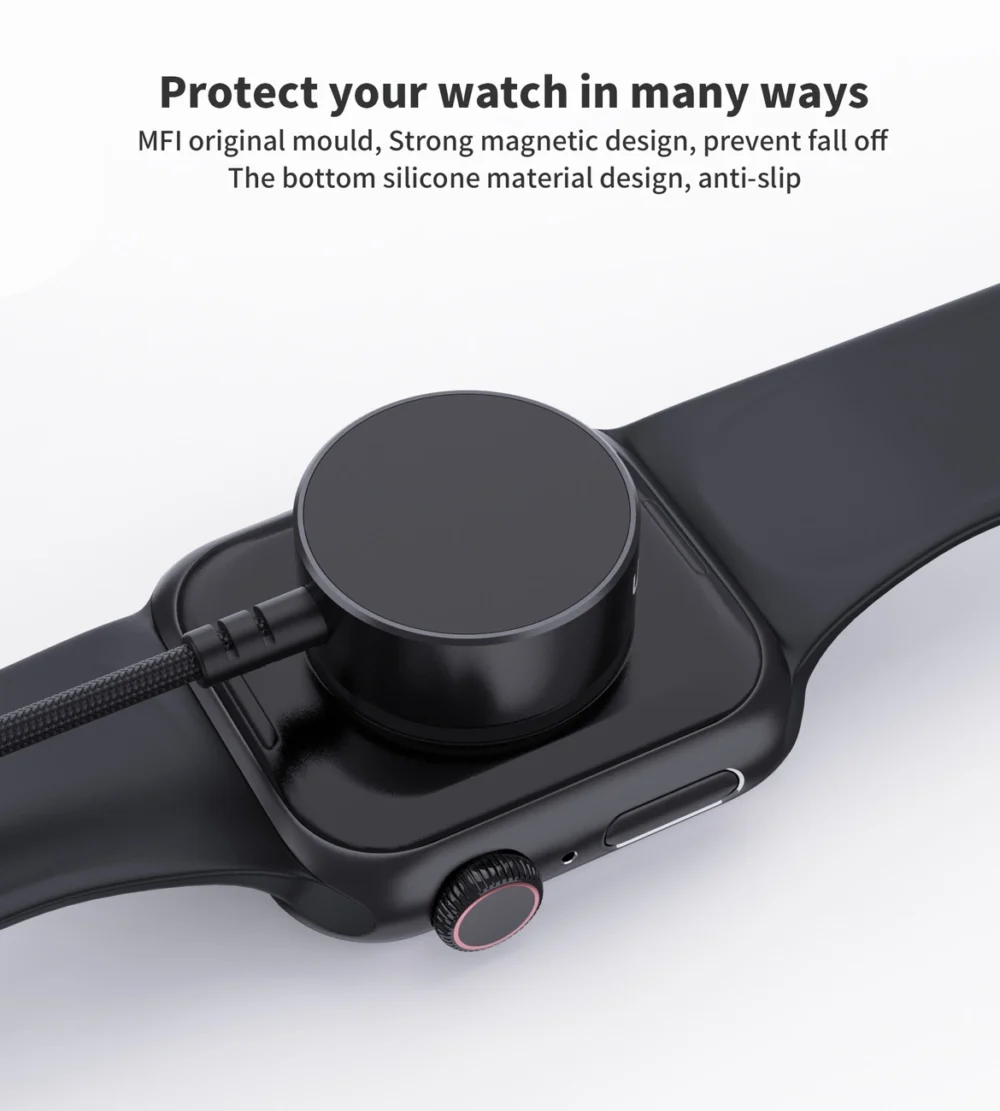 Choetech T319 MFI 5W wireless charger for Apple Watch + USB-C cable - blackeng