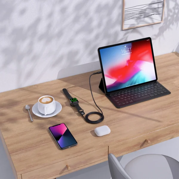 Choetech T319 MFI 5W wireless charger for Apple Watch + USB-C cable - blackeng